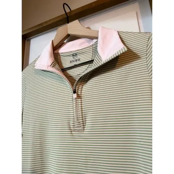 Renwick RNWK Striped 1/4 Zip - Fairway White size xs - Picture 4 of 9